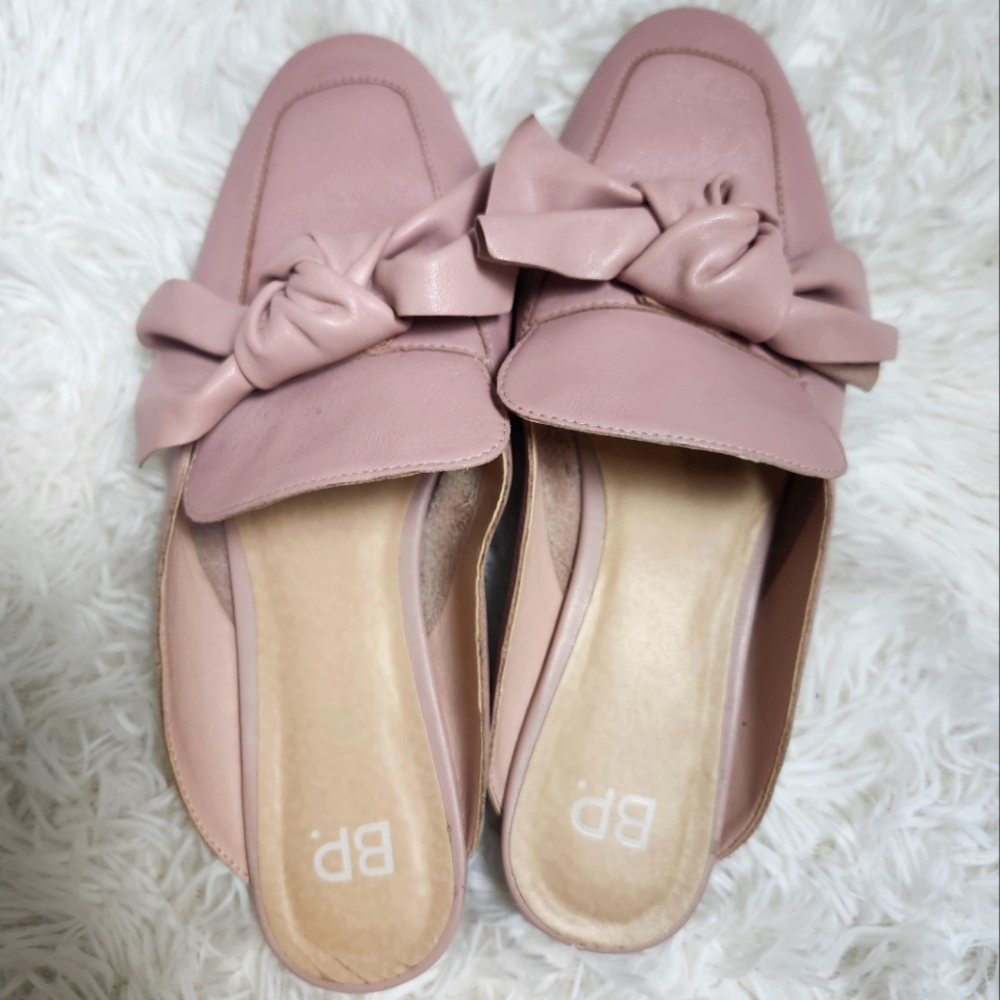BP Blush Women's Slip-On Loafers With Bow Size 6.5 Genuine Leather